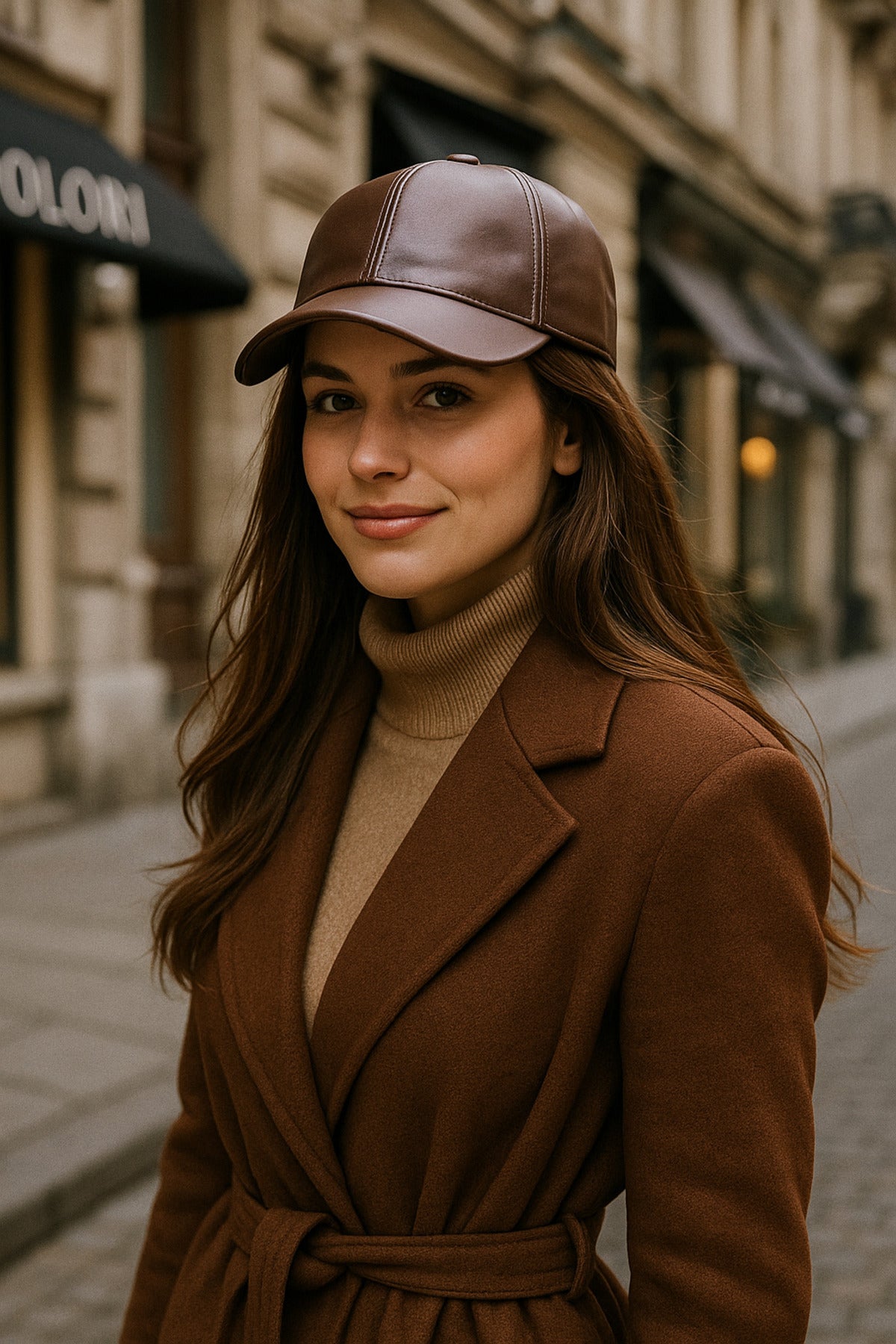 Klasik Kahverengi Renkli Düz Siperlikli Deri Baseball Şapka - Sade Şık Tasarım Spk1104