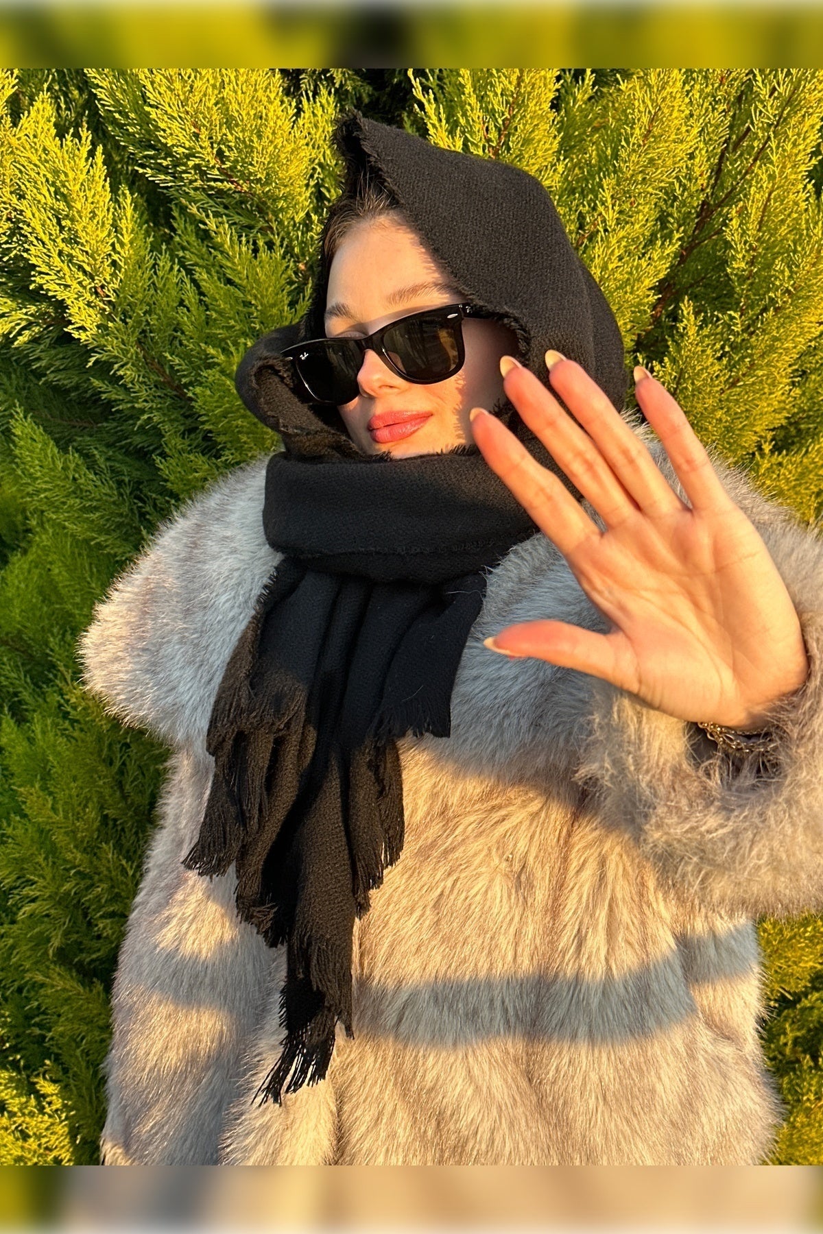 Siyah Yumuşak Dokulu Kalın Şal 70x180cm Sal1206