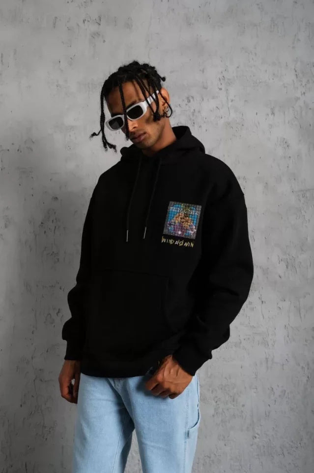 Men's Patel Six Printed Hoodie Sweatshirt - Black