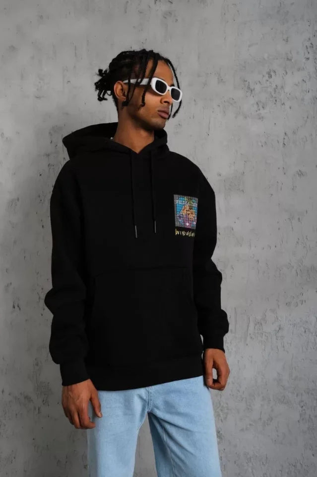Men's Patel Six Printed Hoodie Sweatshirt - Black