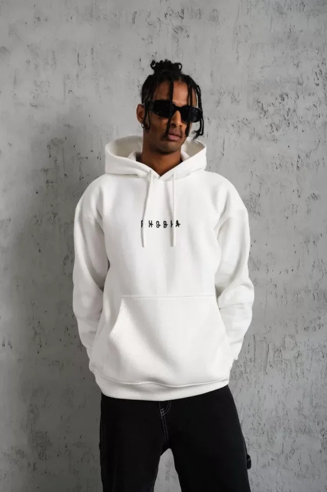 Men's Astronaut Printed Hoodie Sweatshirt - White