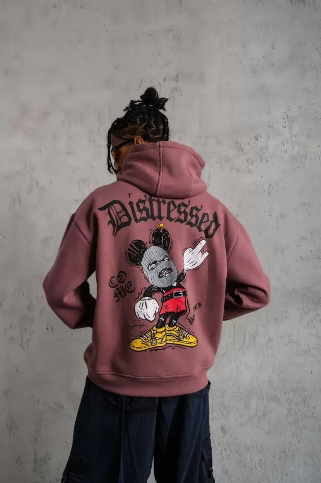 Men's Triple Thread Printed Hoodie Sweatshirt - Dusty Rose