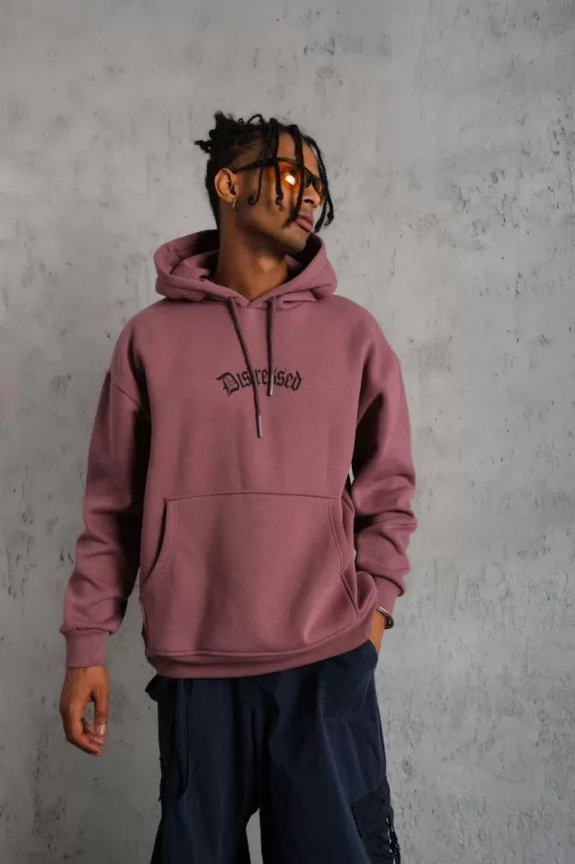 Men's Triple Thread Printed Hoodie Sweatshirt - Dusty Rose