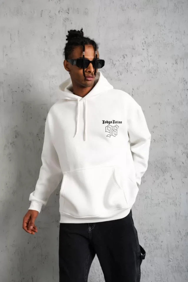 Men's 98 Printed Hoodie Sweatshirt - White