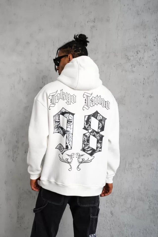 Men's 98 Printed Hoodie Sweatshirt - White