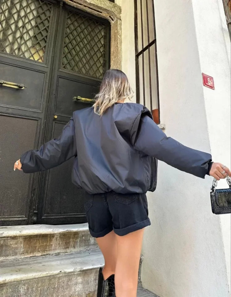 Plain Bomber Jacket - Black