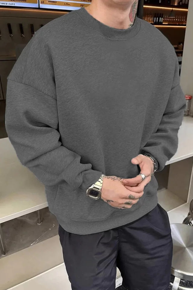 Men's Plain Crew Neck Sweatshirt - Charcoal