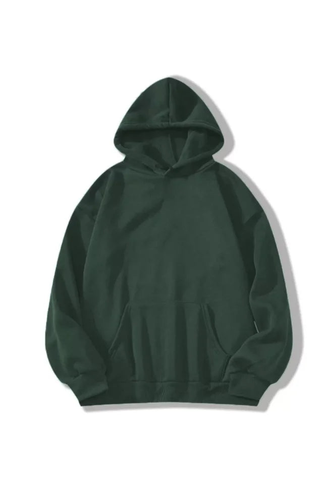 Men's Plain Hooded Sweatshirt - Dark Green