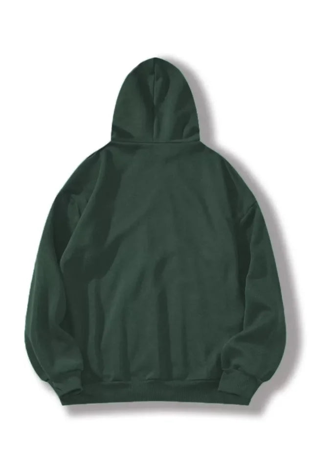 Men's Plain Hooded Sweatshirt - Dark Green