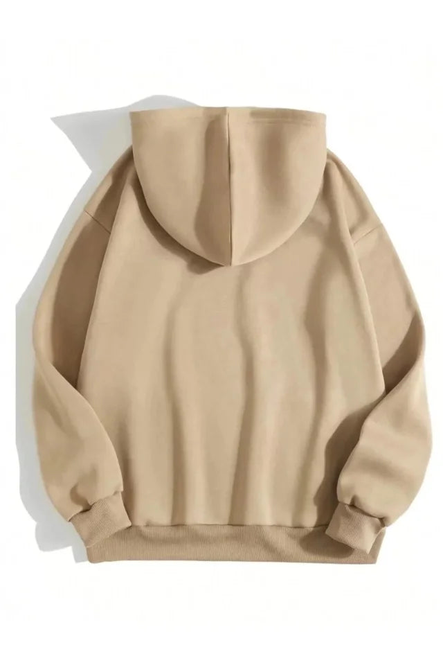 Men's Plain Hooded Sweatshirt - Beige