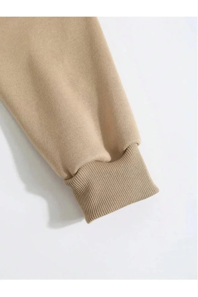 Men's Plain Hooded Sweatshirt - Beige