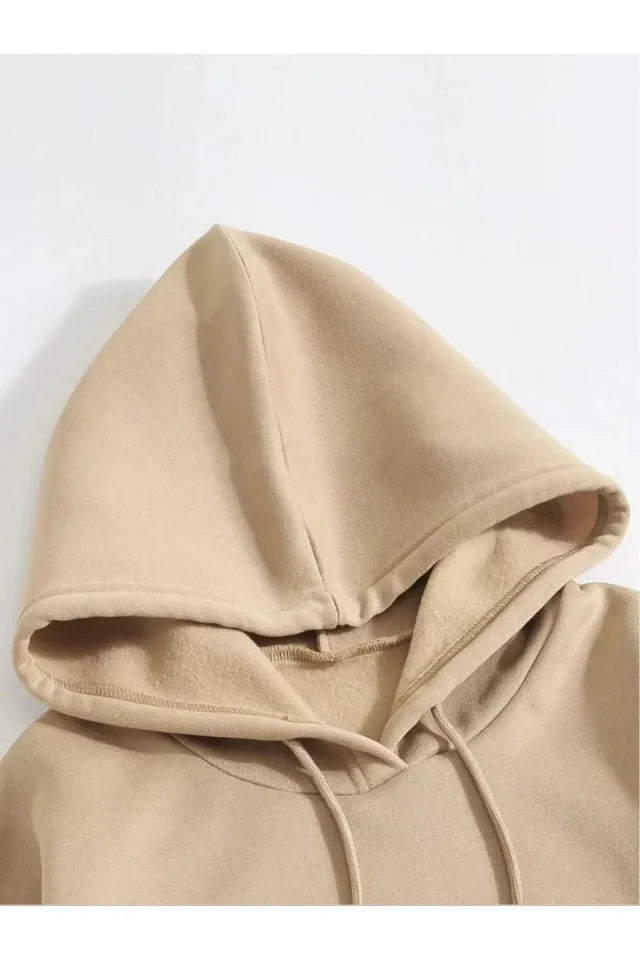 Men's Plain Hooded Sweatshirt - Beige