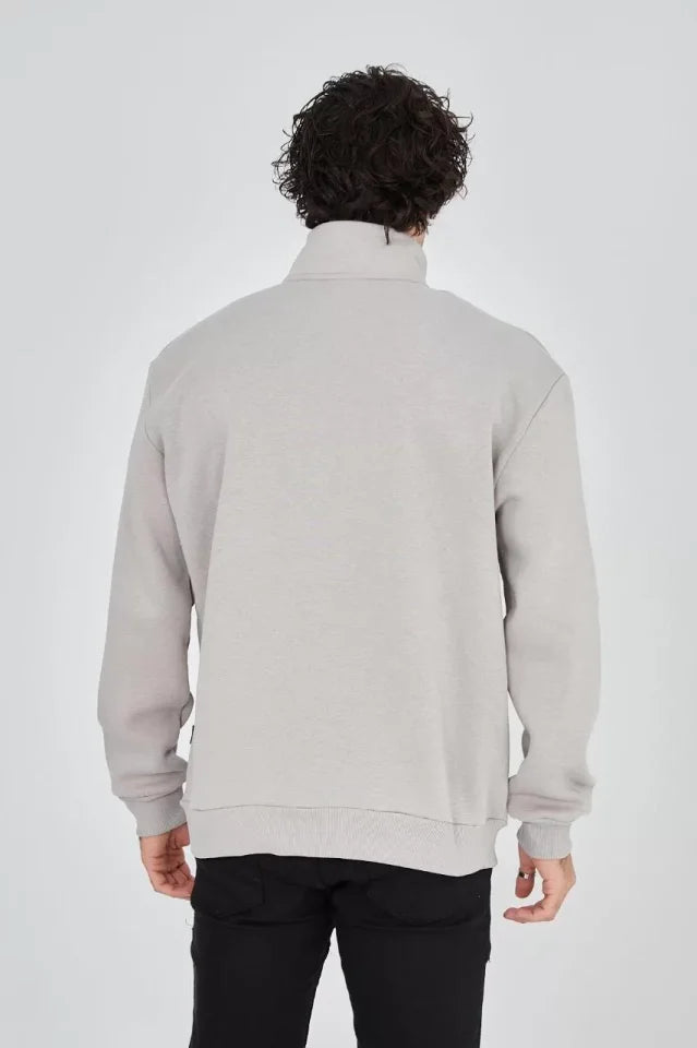 Men's Half-Zip Printed Sweatshirt - Painted Gray