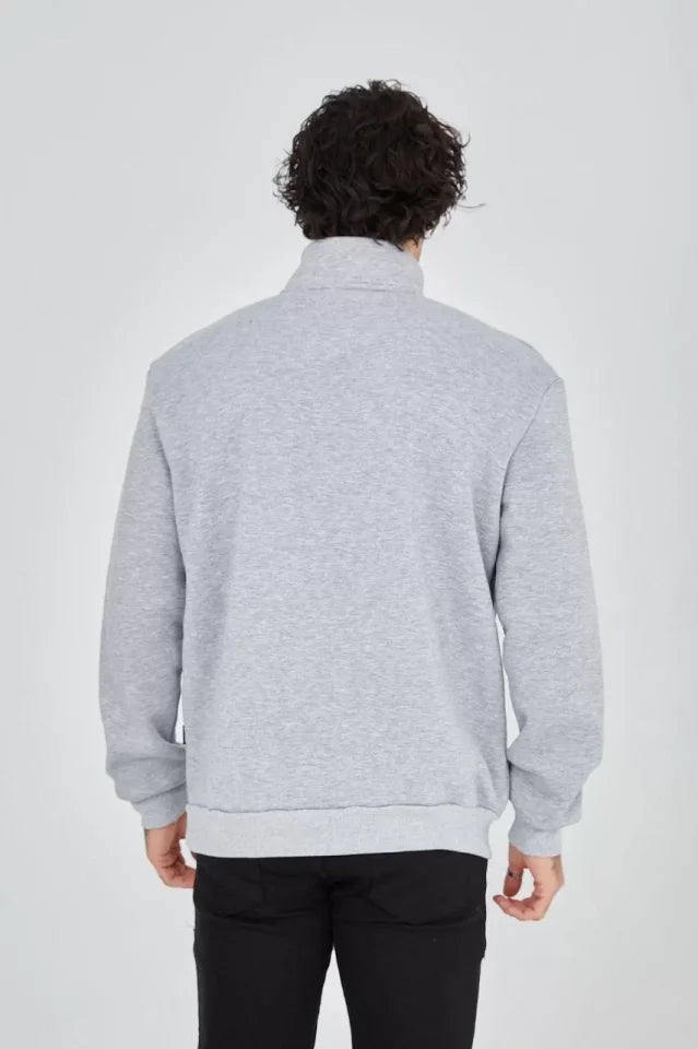 Men's Half-Zip Printed Sweatshirt - Gray