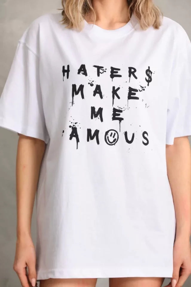 Unisex Printed Oversize T-Shirt - White