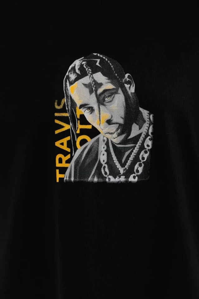 Unisex Printed Oversize T-Shirt - Black