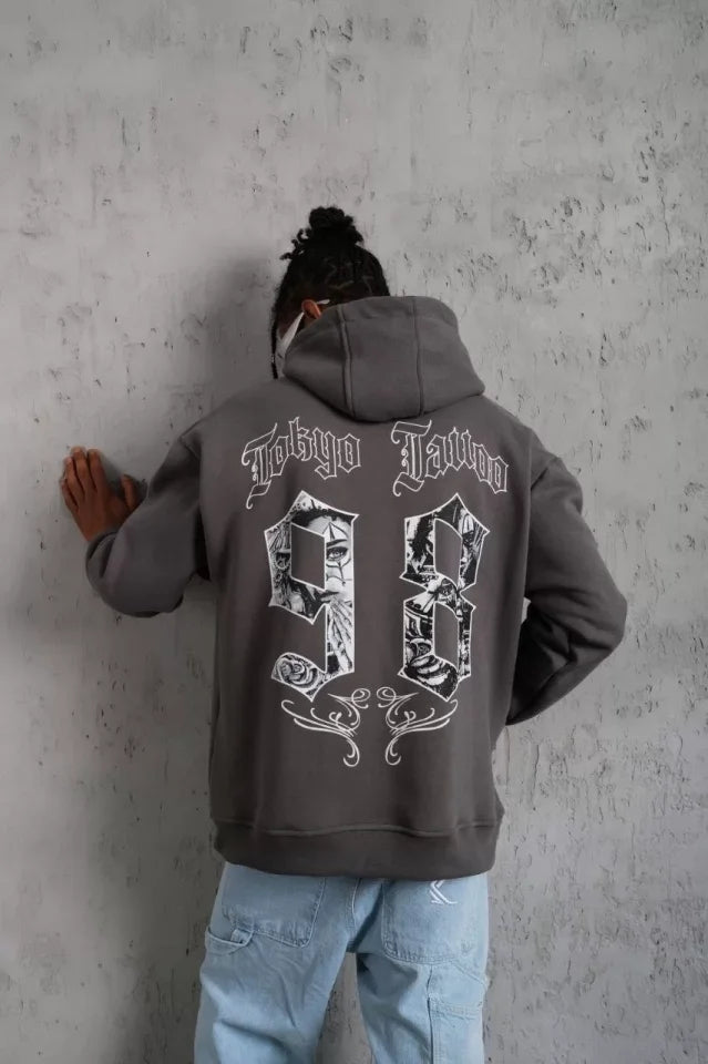 Men's 98 Printed Hoodie Sweatshirt - Gray