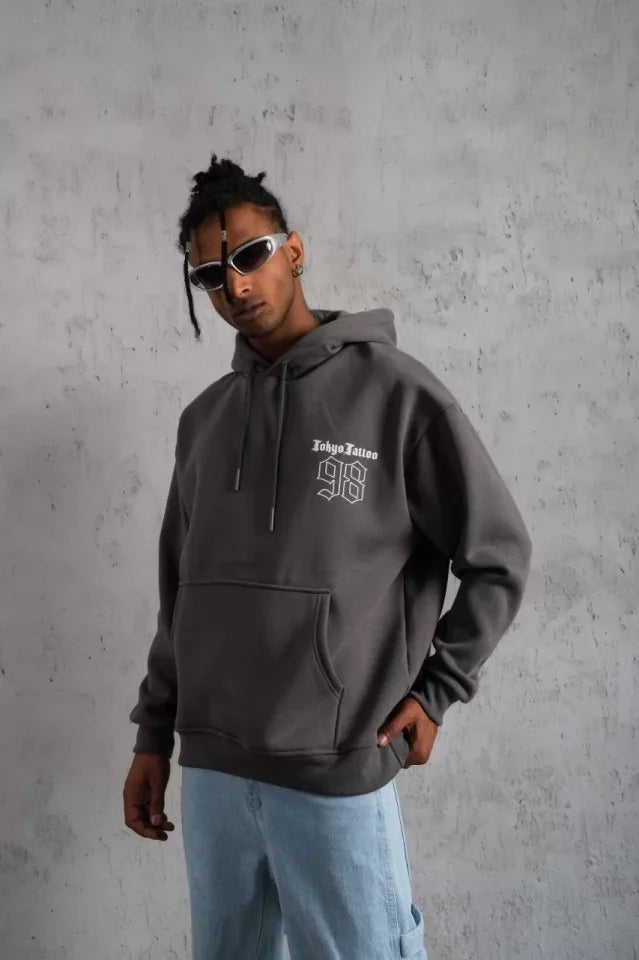 Men's 98 Printed Hoodie Sweatshirt - Gray