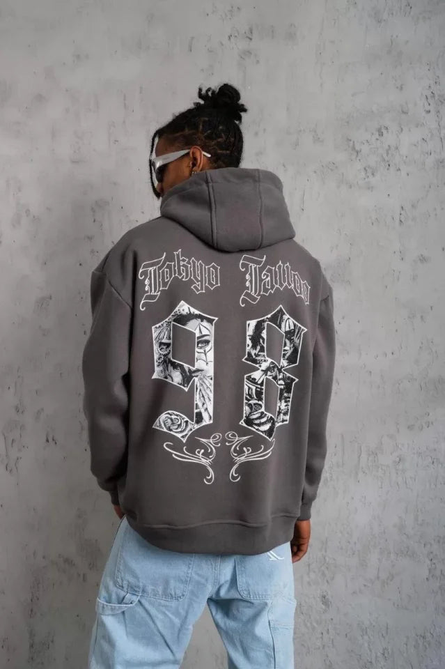 Men's 98 Printed Hoodie Sweatshirt - Gray