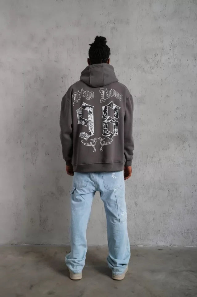 Men's 98 Printed Hoodie Sweatshirt - Gray