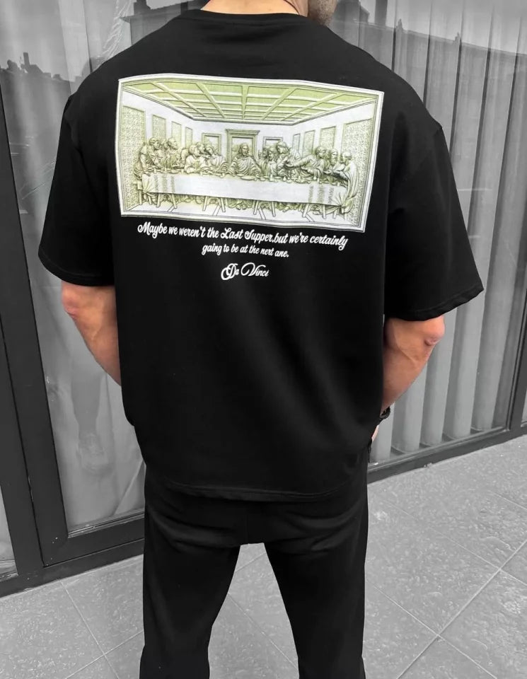 Unisex Printed Oversize T-Shirt - Black