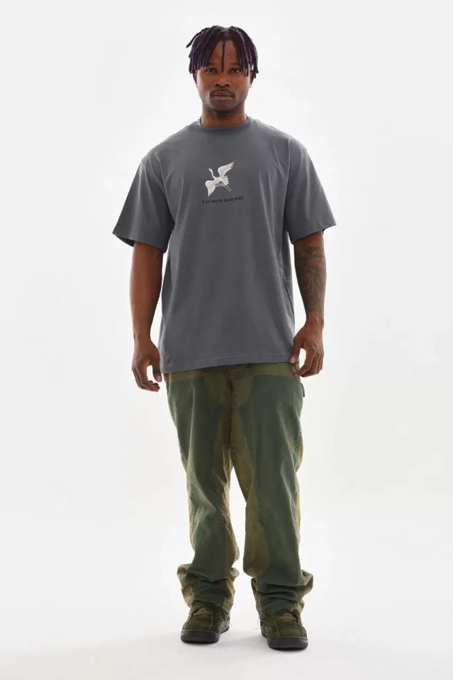Unisex Printed Oversize T-Shirt - Charcoal