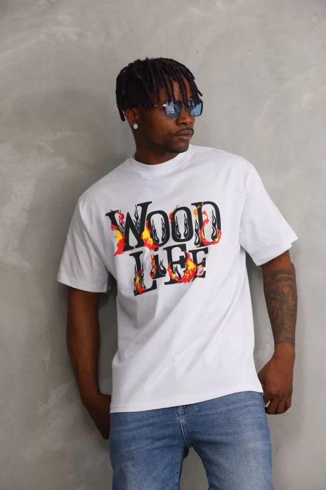 Unisex Printed Oversize T-Shirt - White
