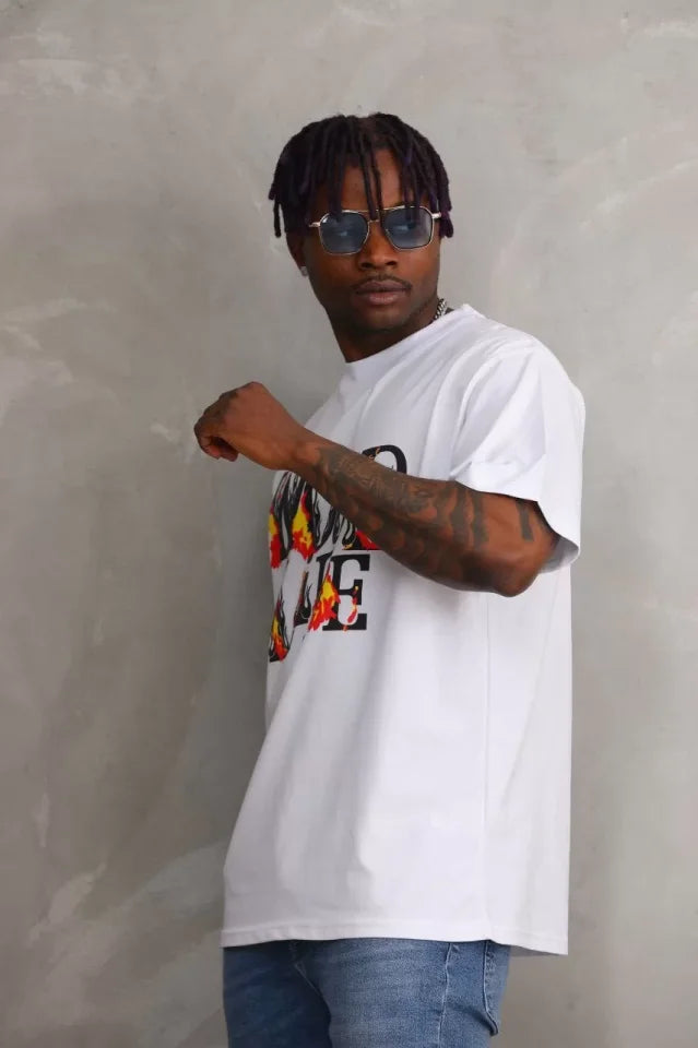 Unisex Printed Oversize T-Shirt - White