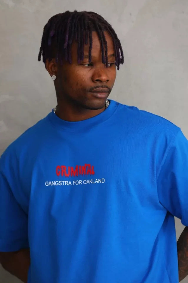 Unisex Printed Oversize T-Shirt - Blue