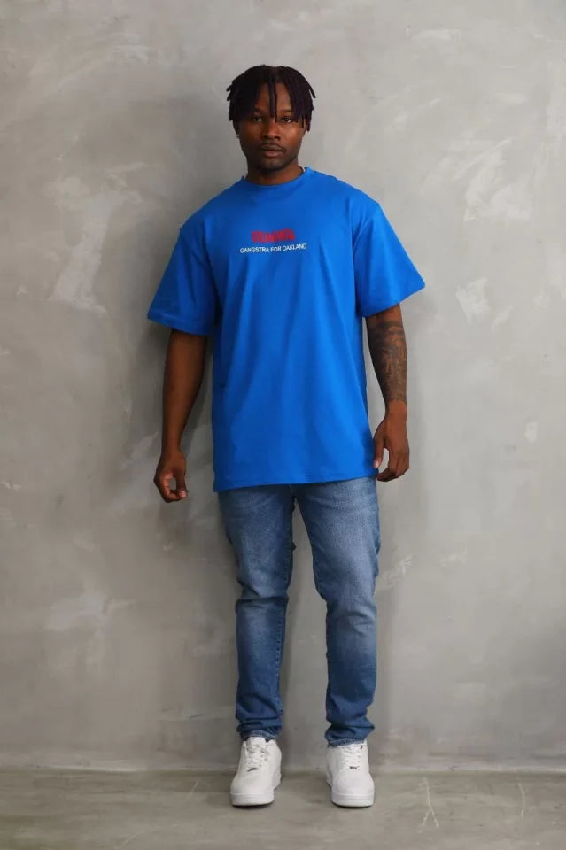Unisex Printed Oversize T-Shirt - Blue