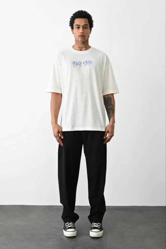 Unisex Printed Oversize T-Shirt - White
