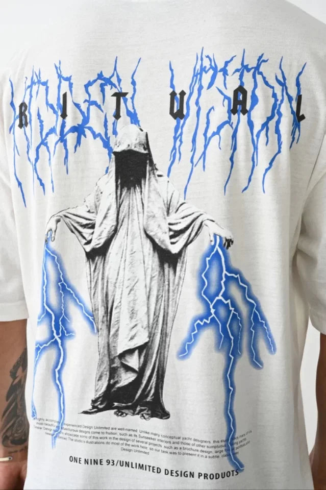 Unisex Printed Oversize T-Shirt - White