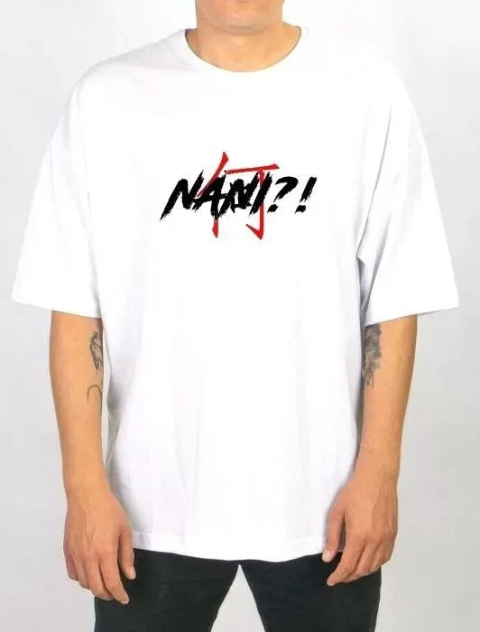 Unisex Crew Neck Printed Oversize T-Shirt - White