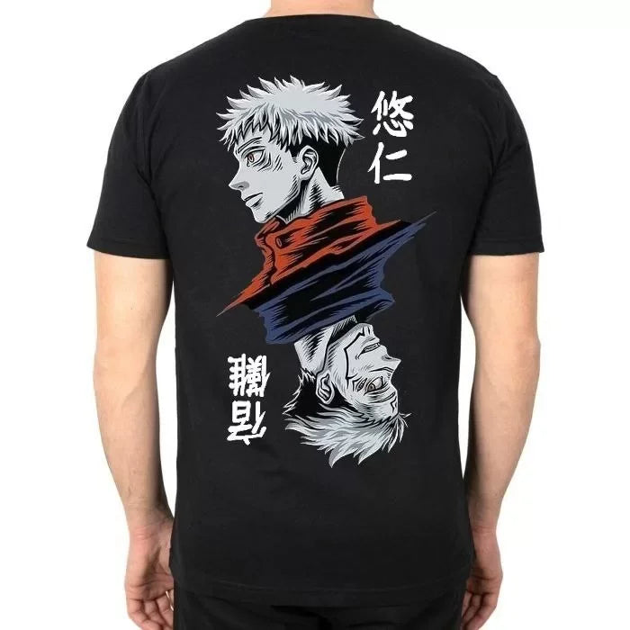 Unisex Crew Neck Printed Oversize T-Shirt - Black