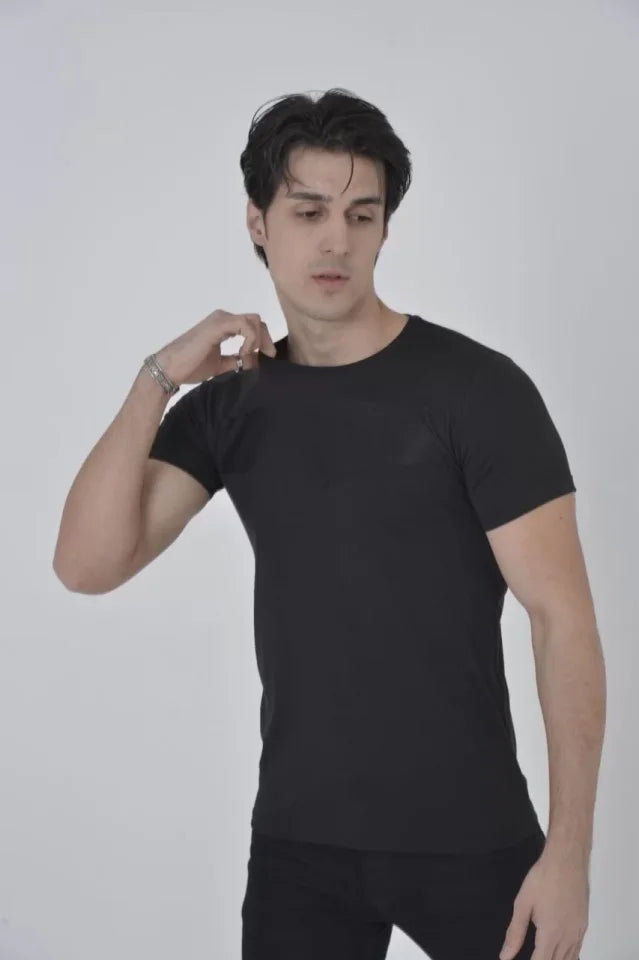 Unisex Chest Mesh Accessorized T-shirt - Black