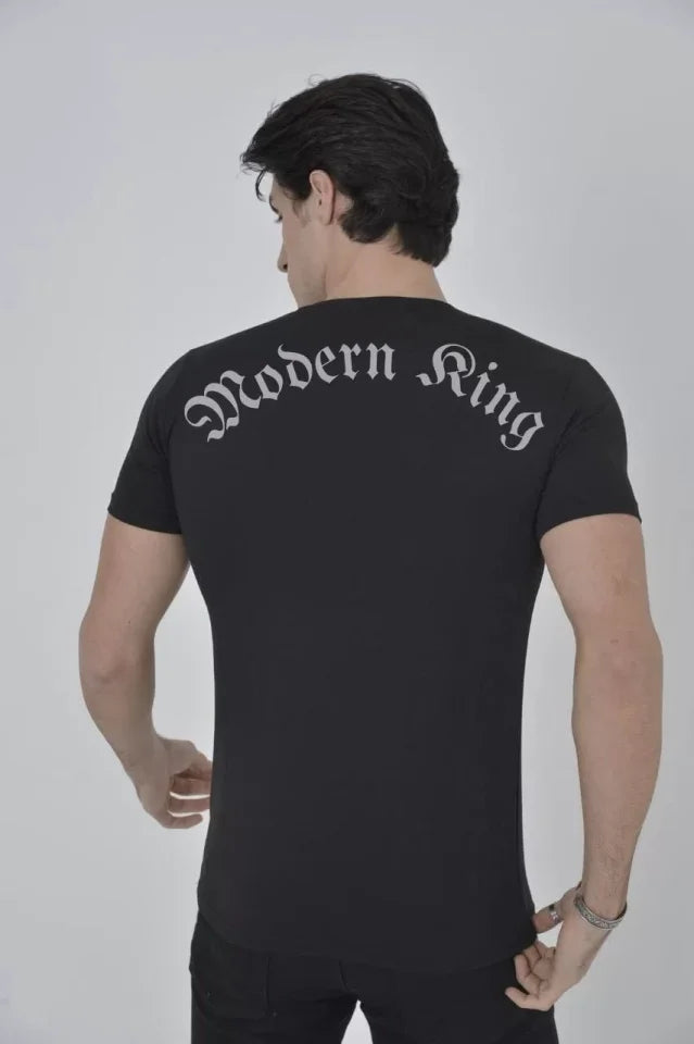 Unisex Chest Mesh Accessorized T-shirt - Black