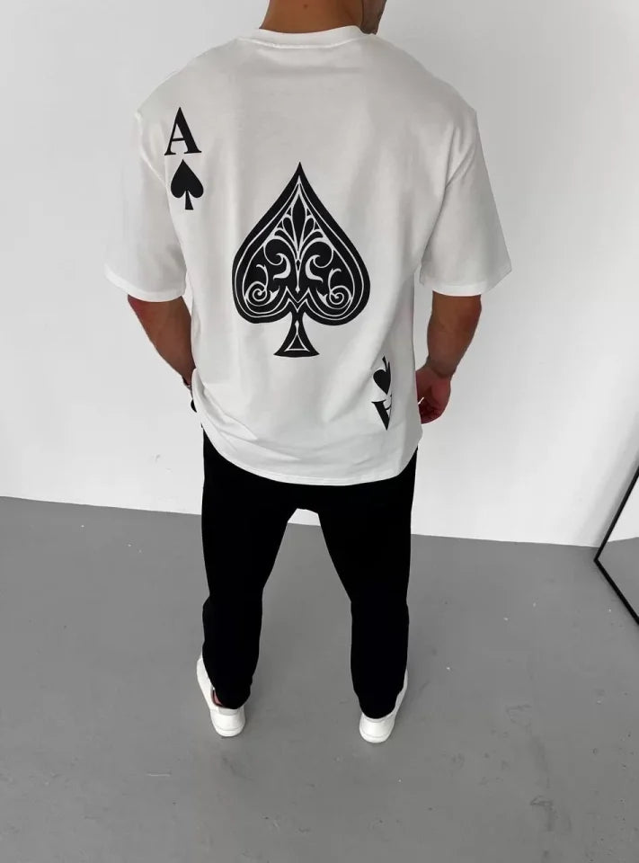 Unisex Crew Neck Printed Oversize T-Shirt - White