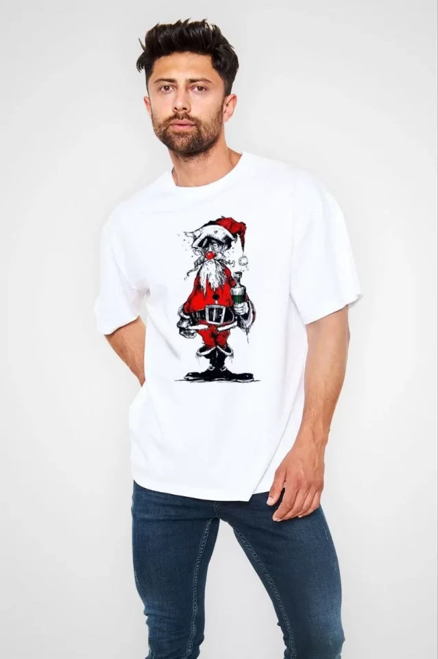 Unisex Crew Neck Printed Oversize T-Shirt - White
