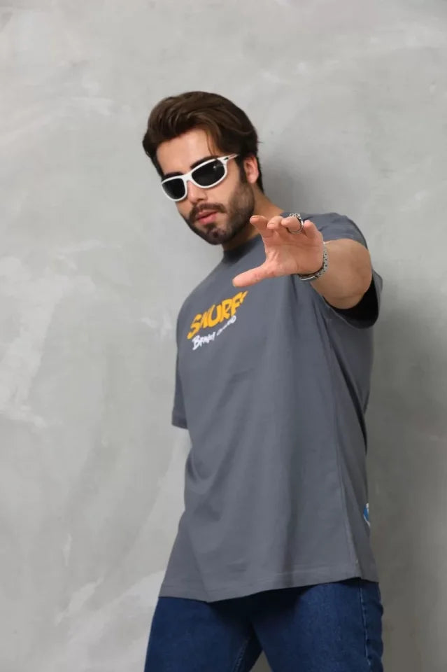 Unisex Basic Crew Neck Oversize T-Shirt - Charcoal