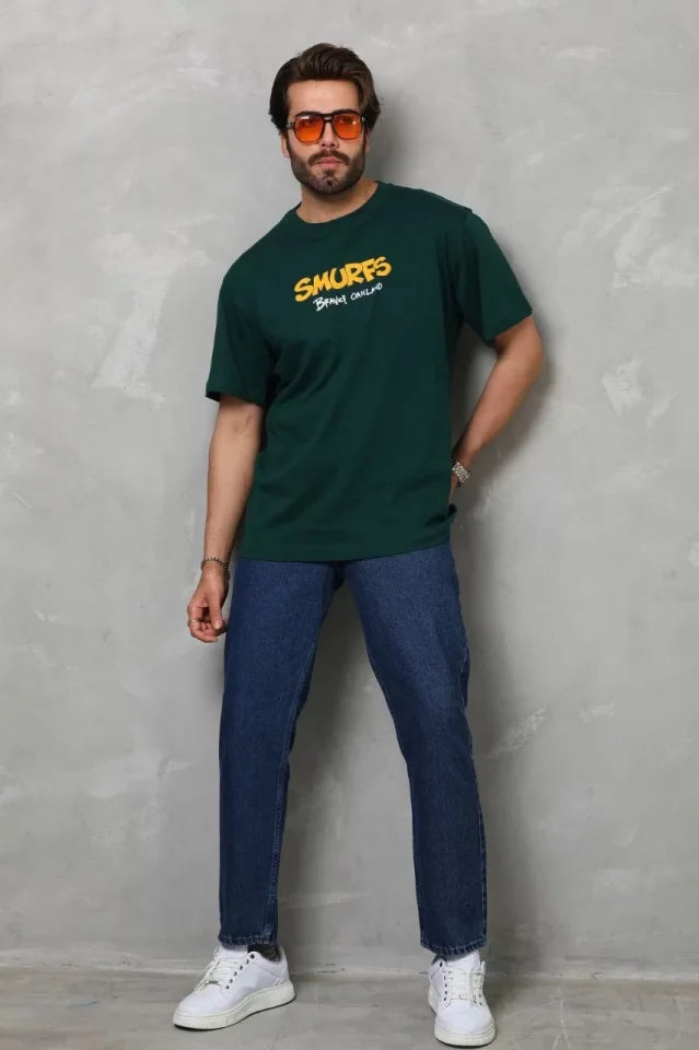 Unisex Basic Crew Neck Oversize T-Shirt - Green