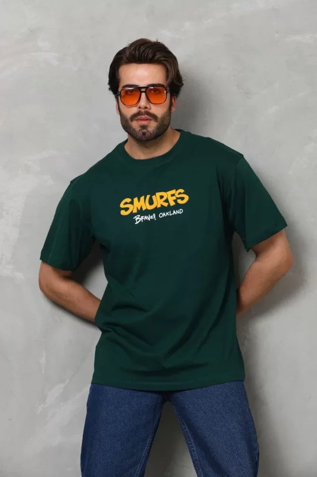 Unisex Basic Crew Neck Oversize T-Shirt - Green