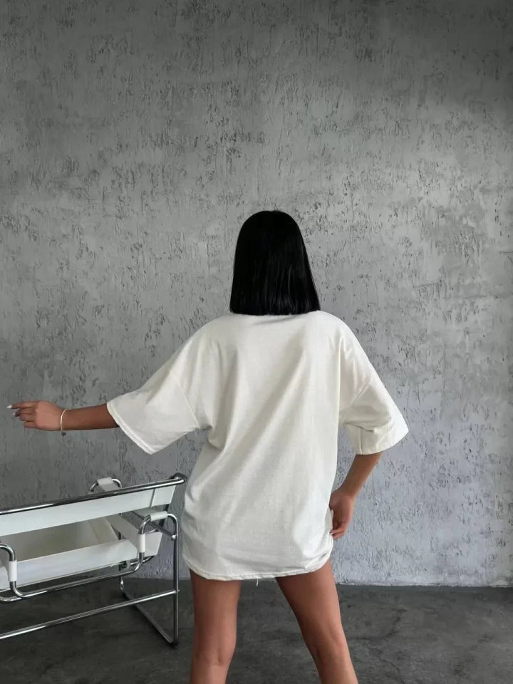 Düz Biskilet Yaka T-shirt - Beyaz