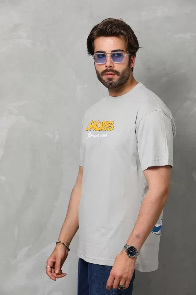 Unisex Basic Crew Neck Oversized T-Shirt - Gray