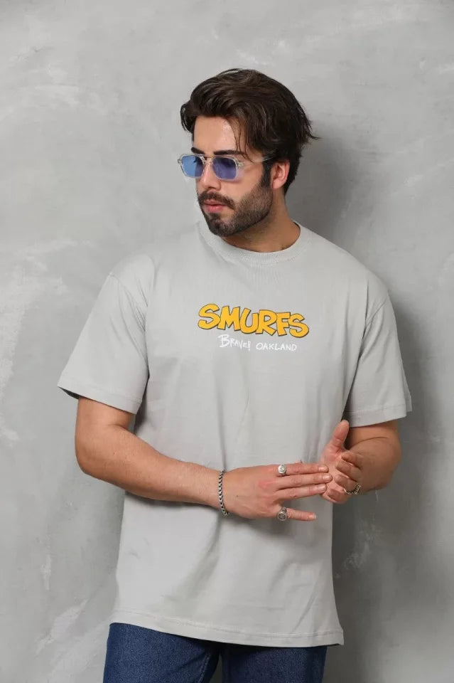 Unisex Basic Crew Neck Oversized T-Shirt - Gray