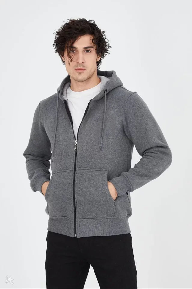 Unisex Full Zip Hoodie Sweatshirt - Smoke