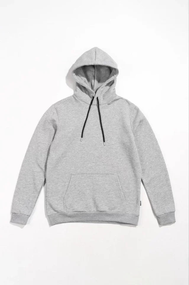 Men's Long Sleeve Hooded Basic Sweatshirt Hoodie - Gray
