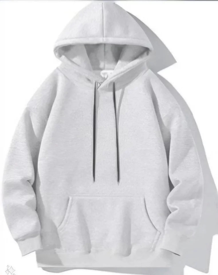 Men's Long Sleeve Hooded Basic Sweatshirt Hoodie - Gray