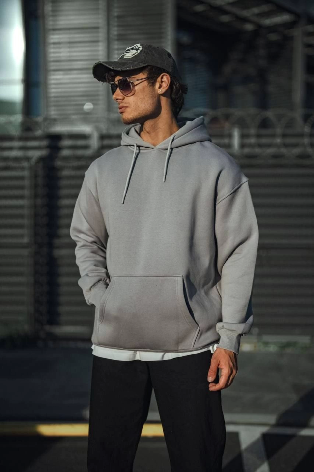Triple Thread Jersey Hooded Basic Sweatshirt - Dyed Gray