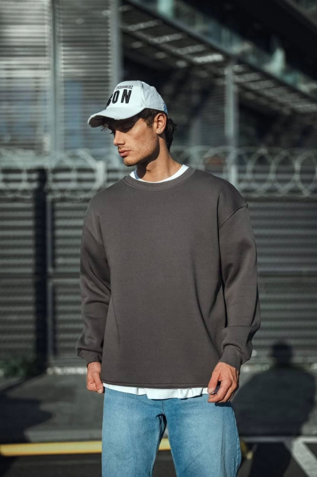 Winter Crew Neck Triple Thread Basic Sweatshirt - Anthracite