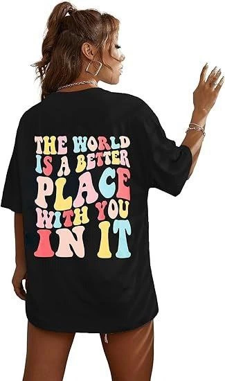 Crew Neck Printed T-shirt - Black
